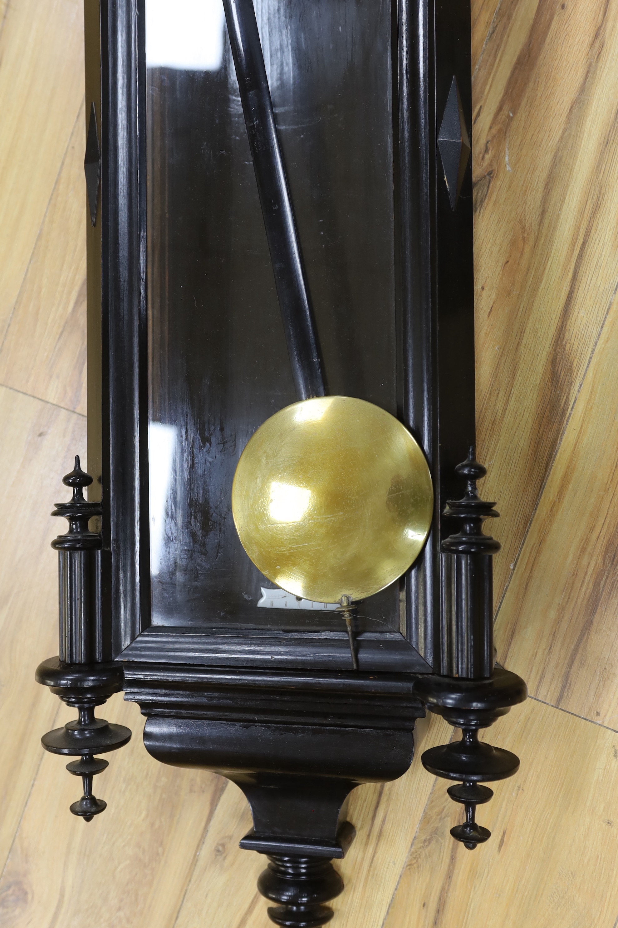 A late 19th century ebonised Viennese regulator, approx. 122cm high